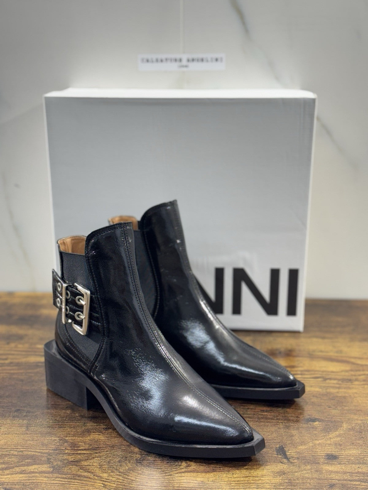 Ganni Texano  Donna Pelle Nero Causal Boot Donna Ganni 37
