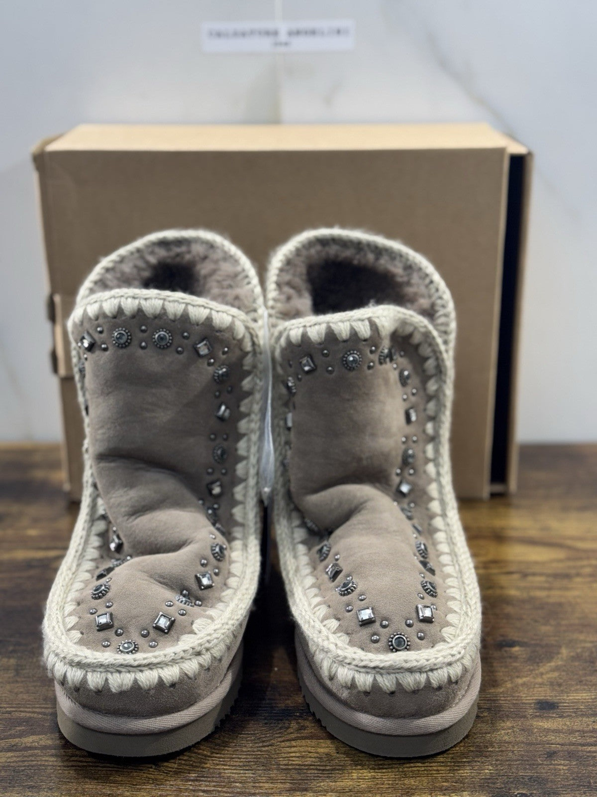 Mou eskimo Inner Wedge Short  Taupe    Casual Mou Woman Boot  Pietre  Logo 40’