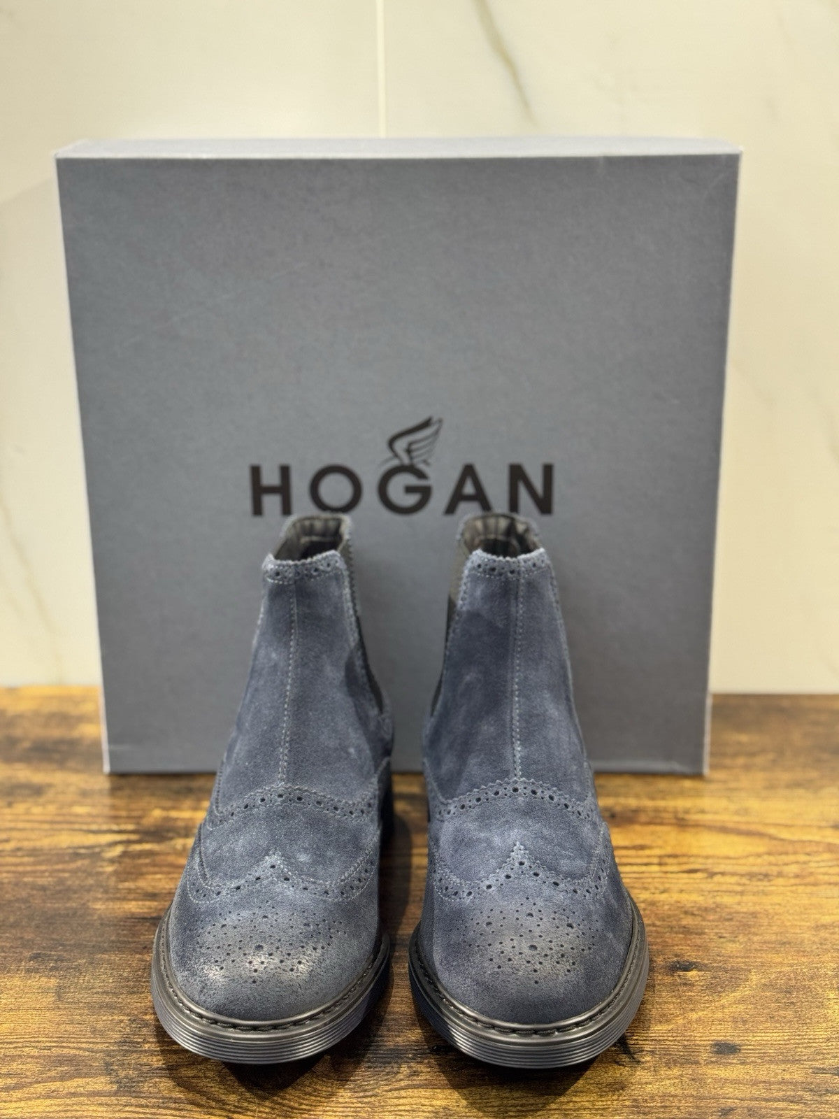 Hogan H576  Chelsea Boot Uomo Suede Blu   Extra Light Casual Hogan Boot Men 40.5