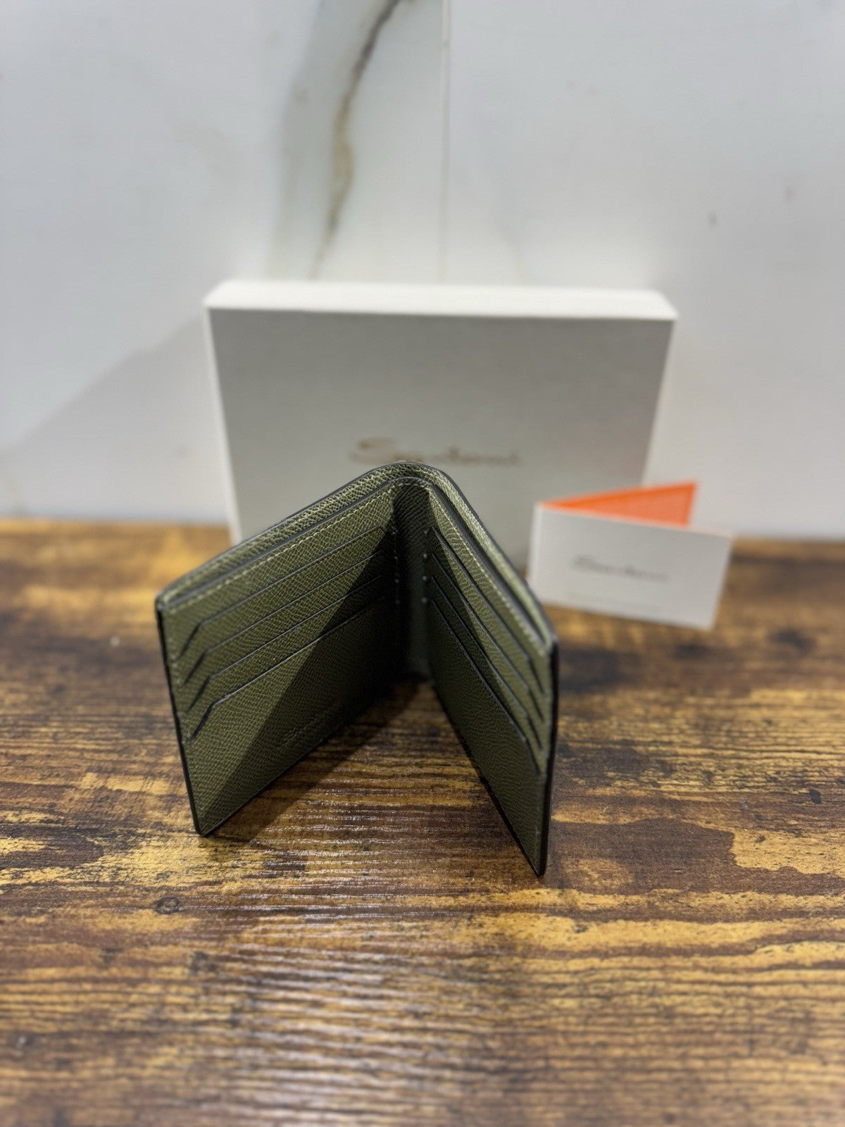 Portafoglio In Pelle Verde   Bottolata Santoni Luxury Men Wallet Santoni