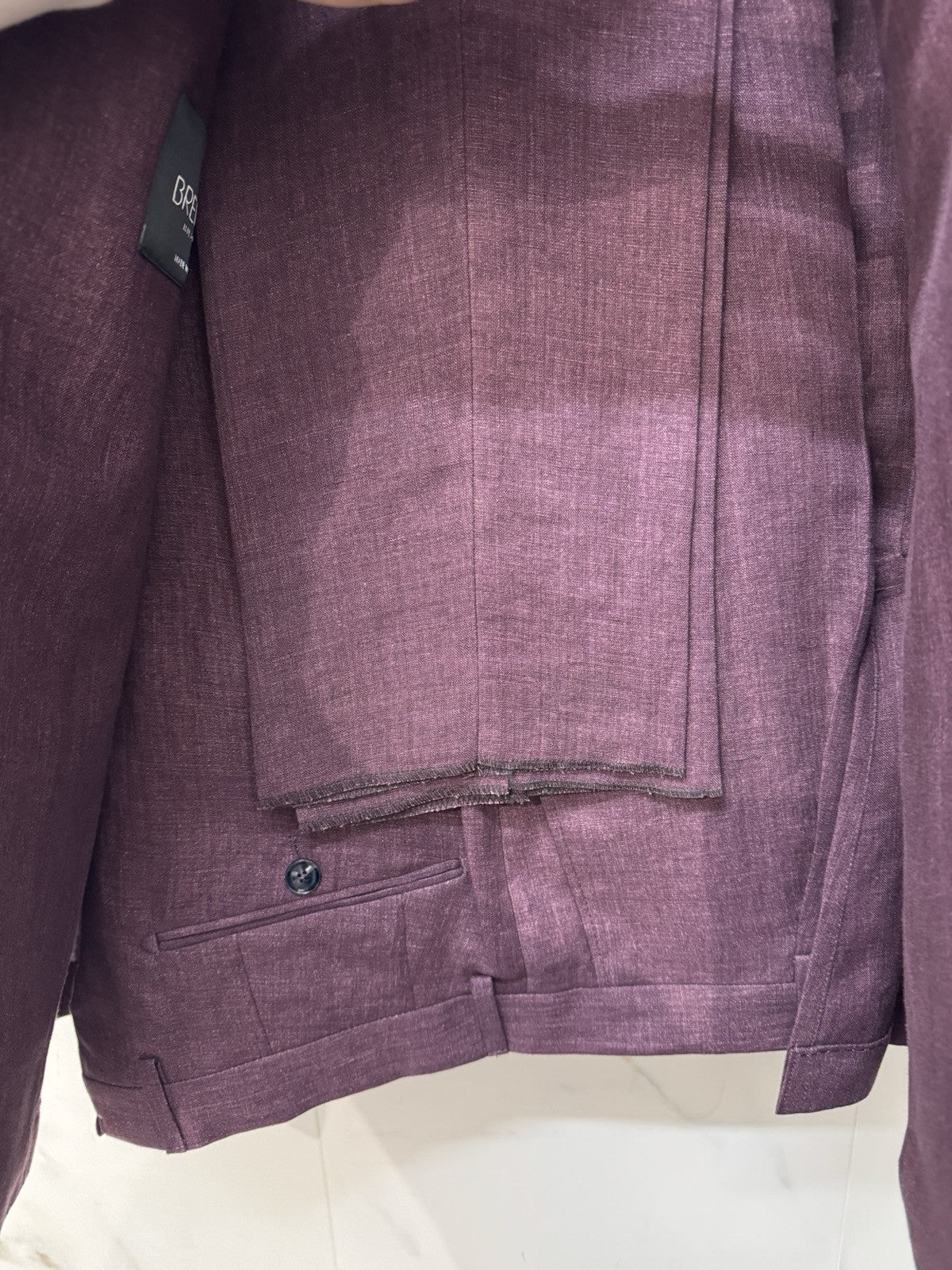 Abito Breras Milano 100% Lino Burgundy Made In Italy 46