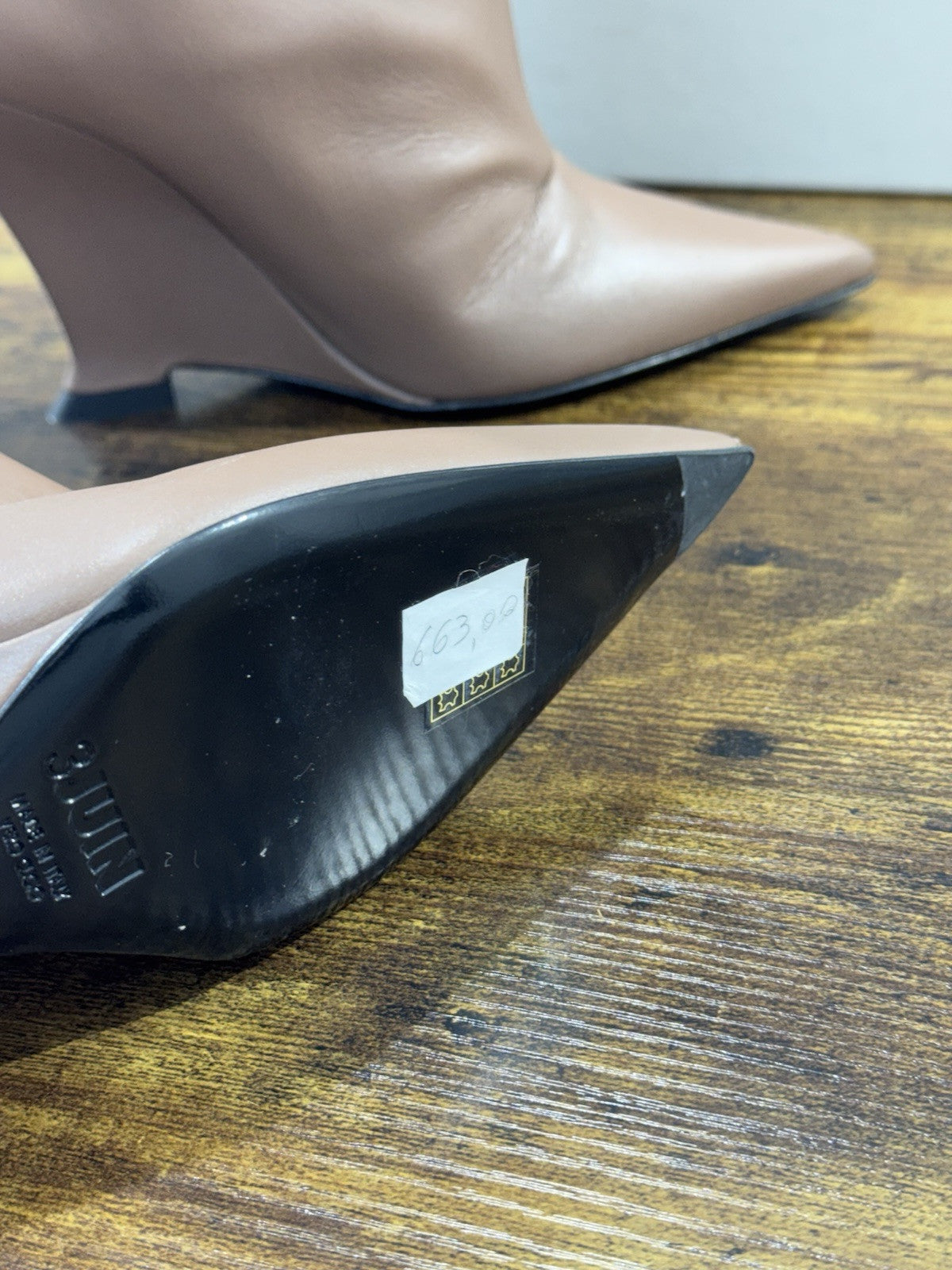3 Juin Stivale Donna Numa 100 Clea Oxford Pelle Nude Zeppa Luxury Boot 36