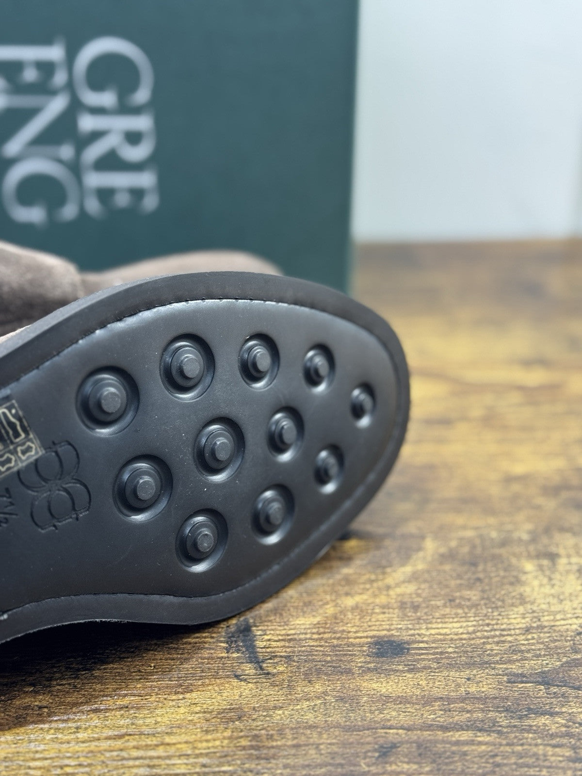 Green George Scarpa Uomo Doppia Fibbia Suede Testa Moro Fondo Vibram 44.5