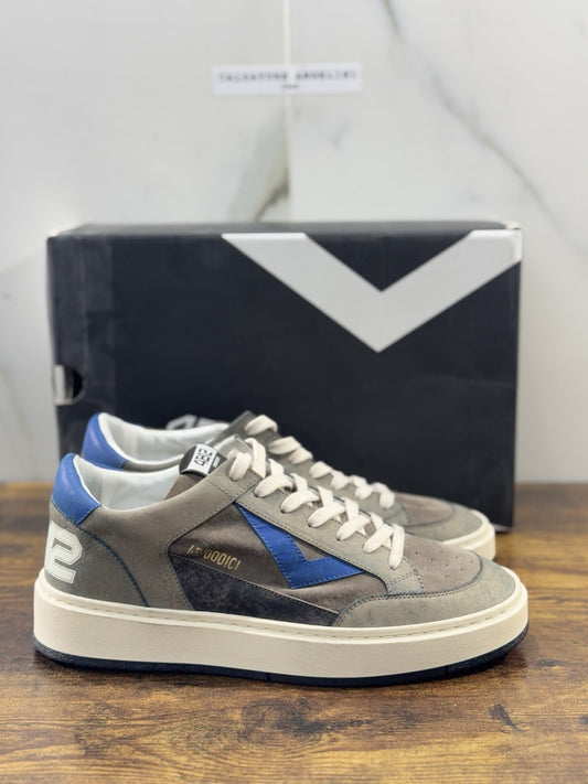4B12 Sneaker Uomo Kyle  Pelle Beige Grey   Casual Shoe 44