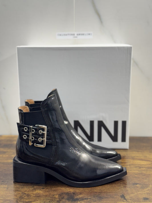 Ganni Texano  Donna Pelle Nero Causal Boot Donna Ganni 37