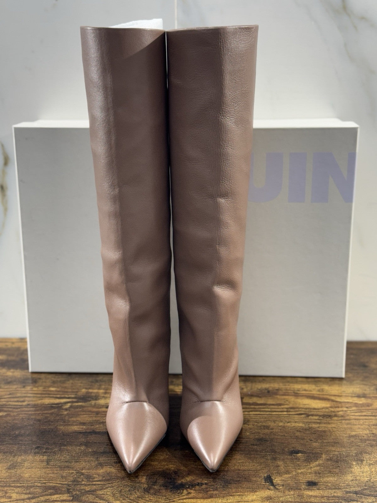 3 Juin Stivale Donna Numa 100 Clea Oxford Pelle Nude Zeppa Luxury Boot 36
