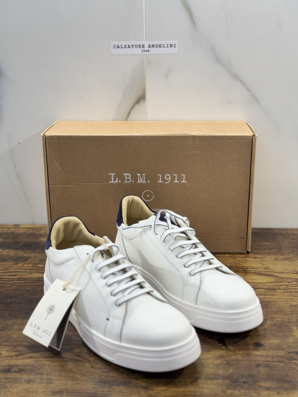 l.b.m. 1911 Sneaker Uomo Icon Pelle Bianca Blu Made In Italy 41