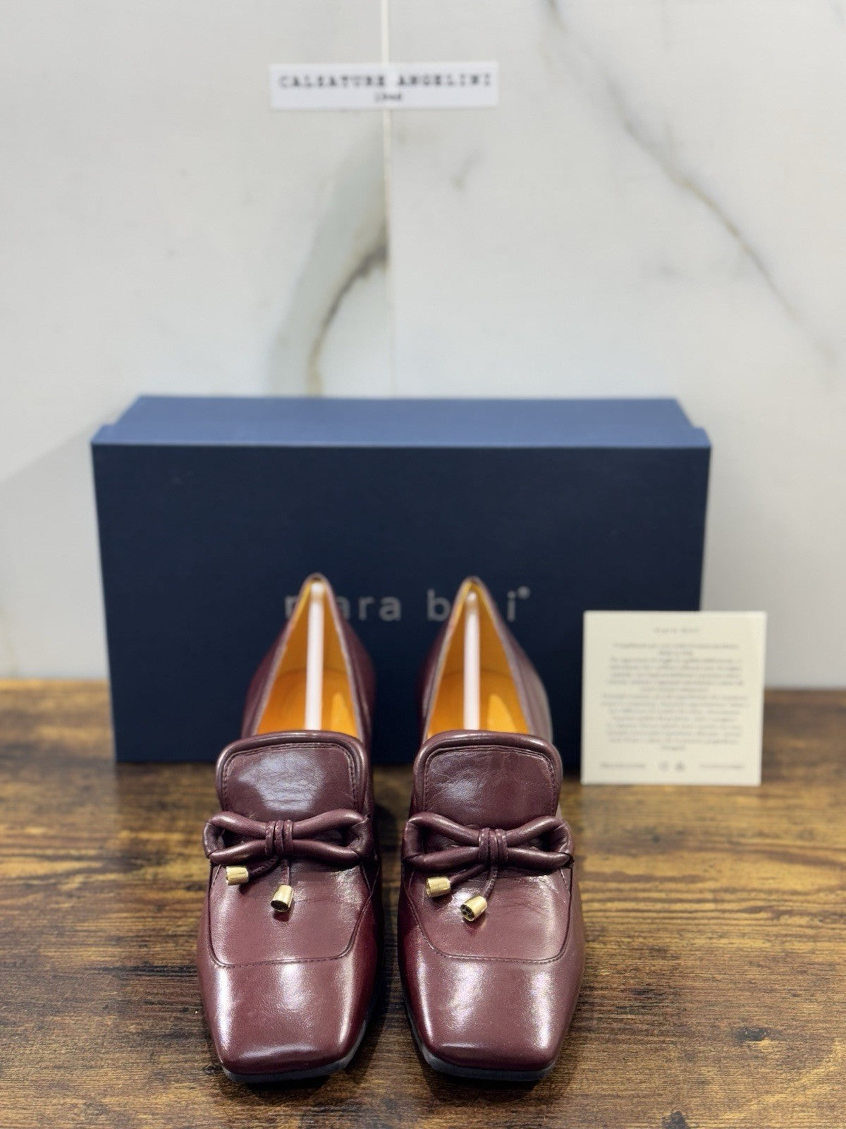 Mara Bini Mocassino  Donna Pelle Vinaccia Con Tacco Handmade Sacchetto 36.5