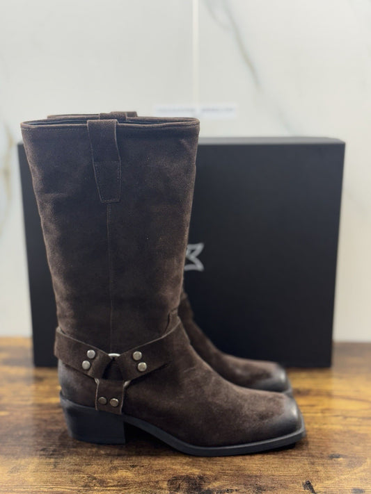 Gisel Moire’ Texano  Donna Suede T Moro  Made In Italy 38