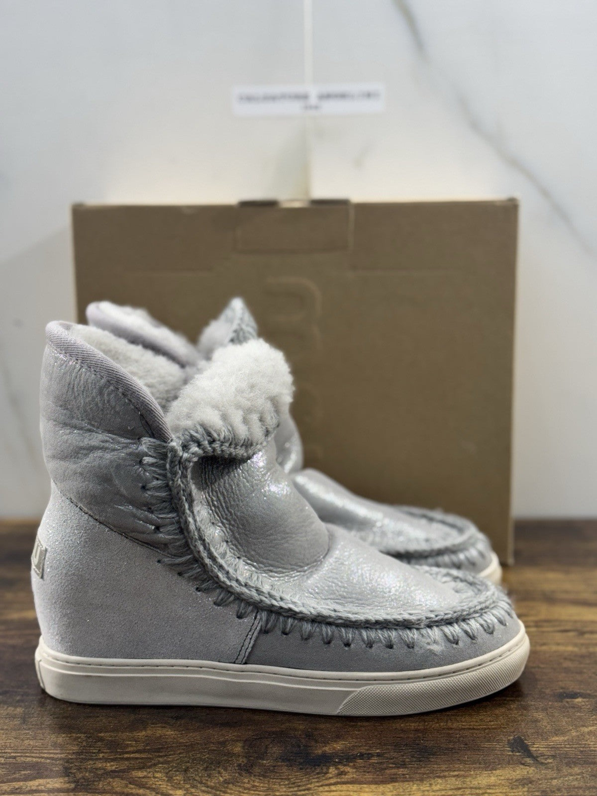 Mou Inner Wedge Sneaker    Casual Mou Woman Boot  Pelle Argento 40
