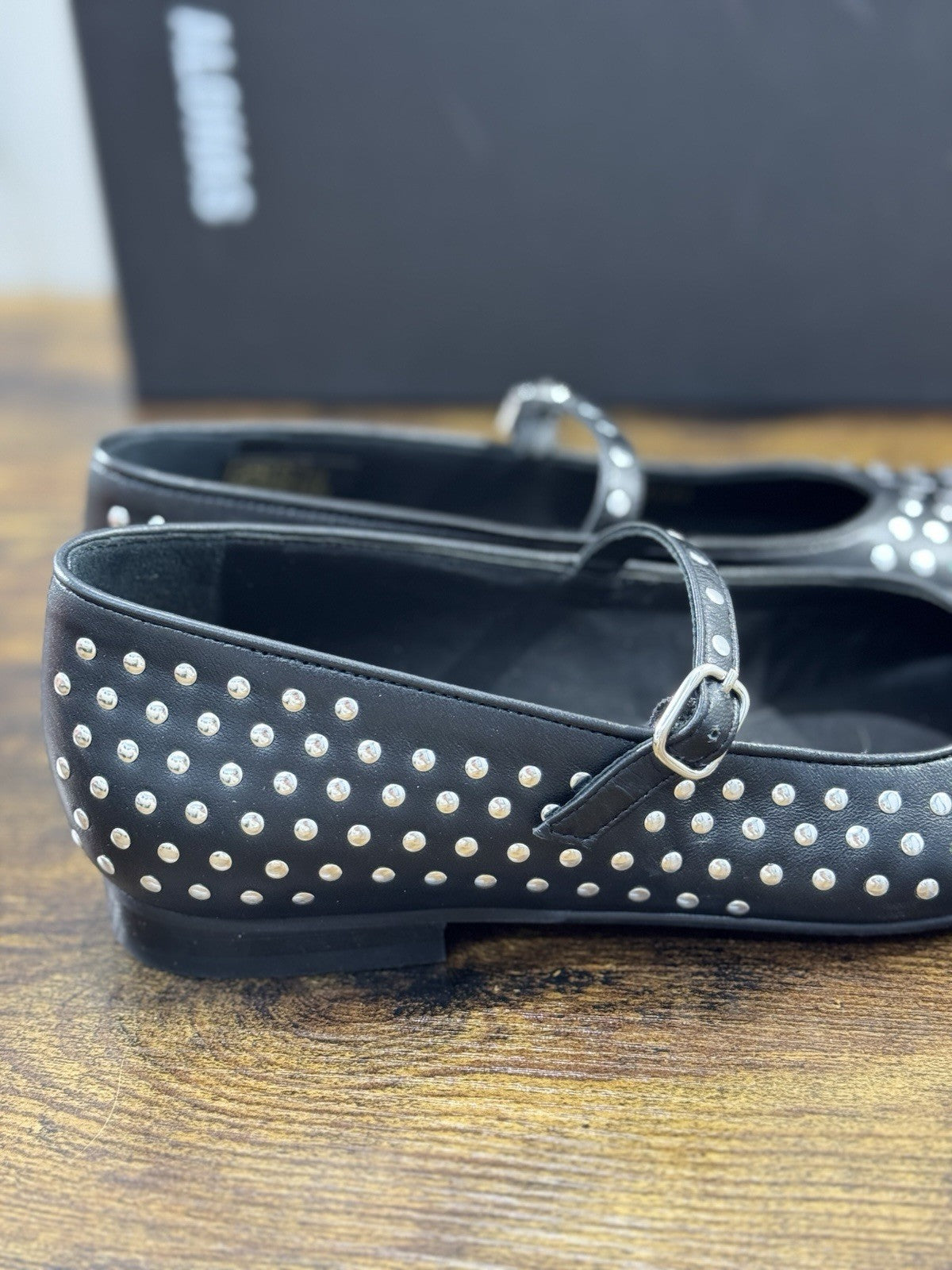 Alohas Ballerina Donna Pelle Nero Borchie  Casual Shoe 36