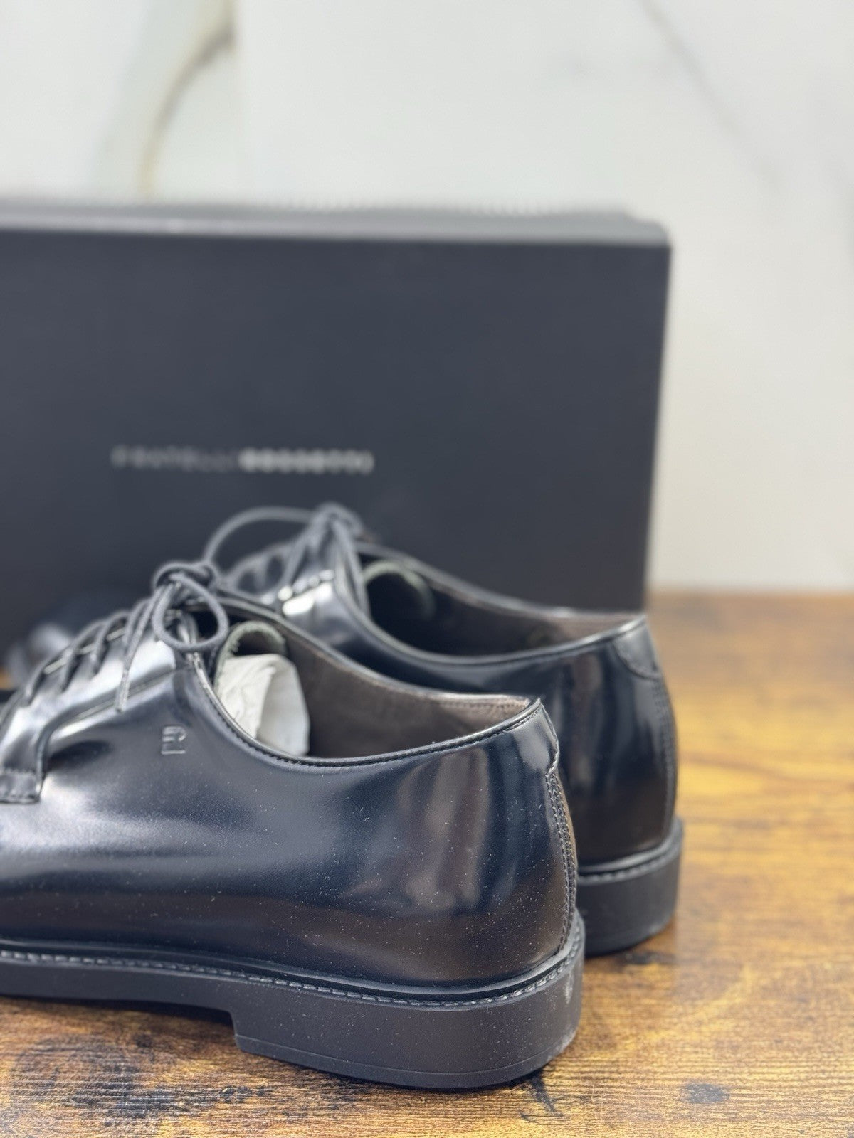 fratelli rossetti Scarpa Uomo Derby Nero Pelle Luxury Men Shoe 41.5