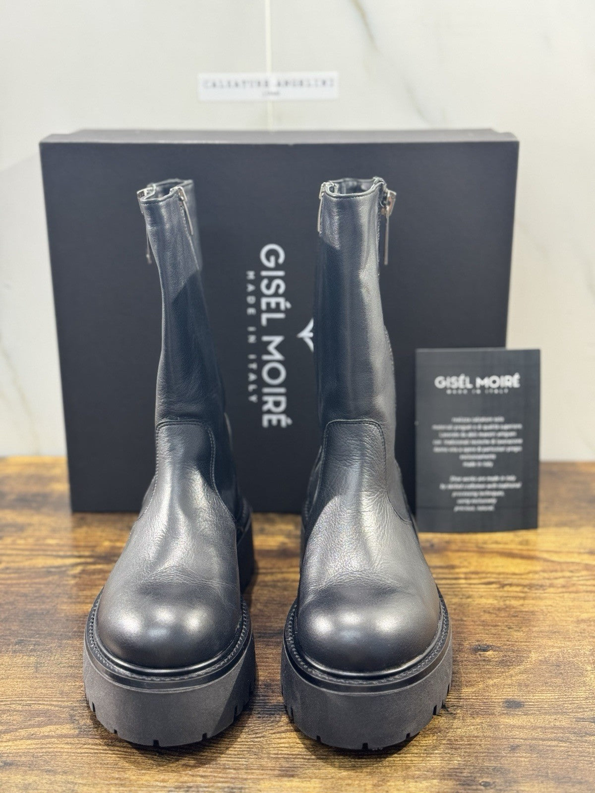 Gisel Moire’ Biker     Donna Pelle Nera Made In Italy 37