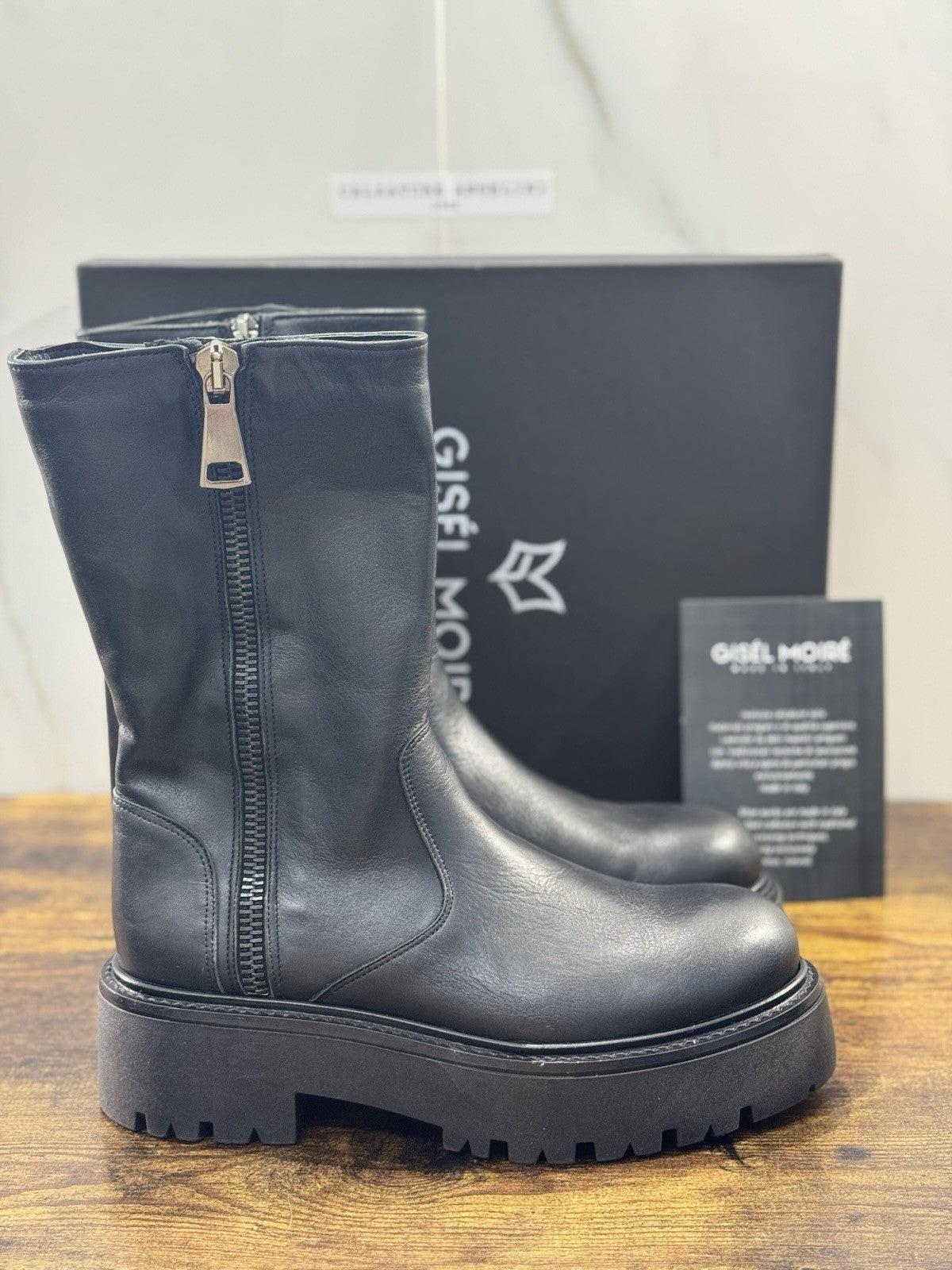 Gisel Moire’ Biker     Donna Pelle Nera Made In Italy 37