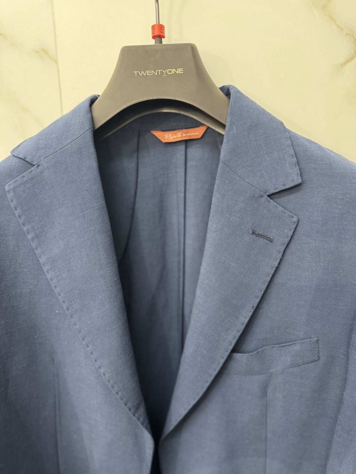 Twenty One Giacca Uomo 2 Bottoni  Blu  Misto Lino Made In Italy 48