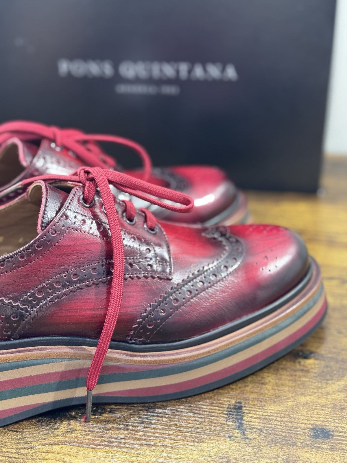 Pons Quintana Stringata Donna Pelle Cherry Casual Woman 40
