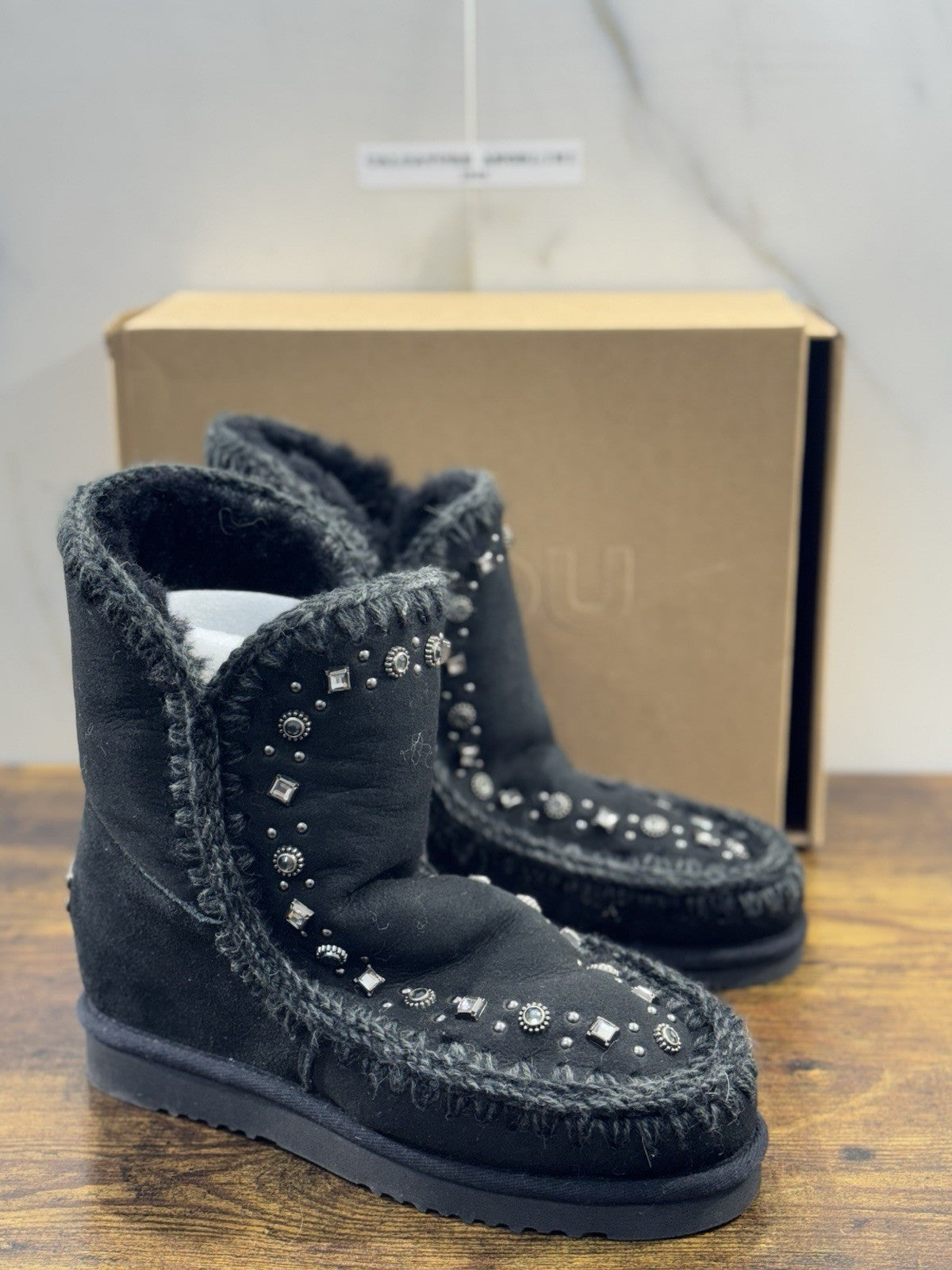 Mou eskimo Inner Wedge Short  Nero   Casual Mou Woman Boot  Pietre  Logo 40’