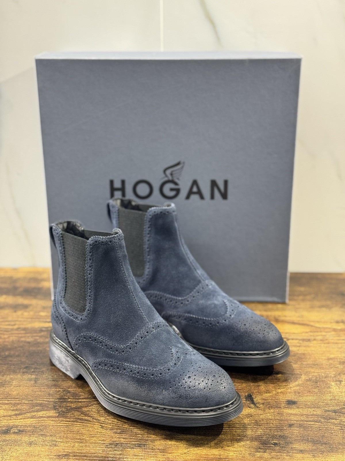 Hogan H576  Chelsea Boot Uomo Suede Blu   Extra Light Casual Hogan Boot Men 40.5
