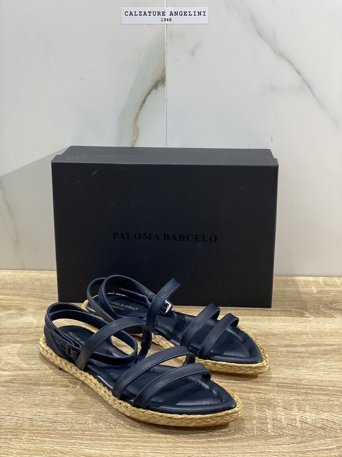 Paloma BARCELO’ Sandalo Donna Carole In Pelle Blu Luxury Woman Sandal 36