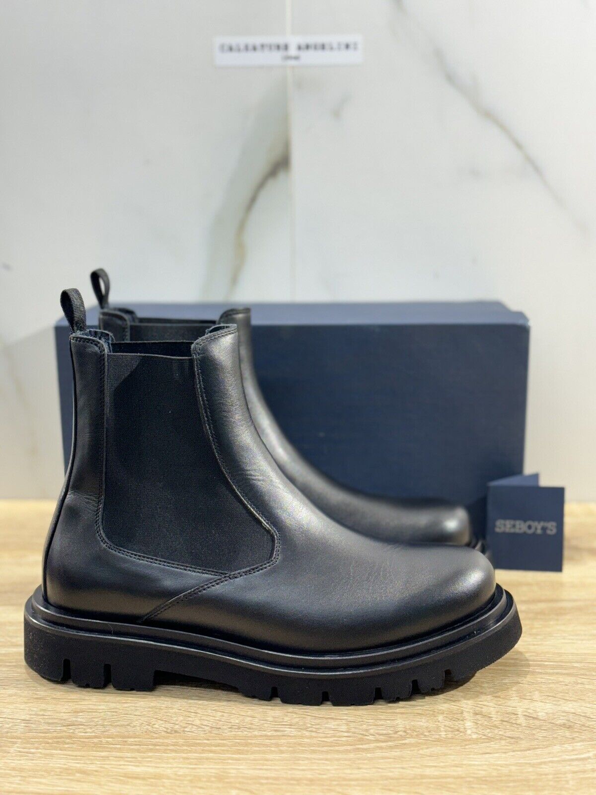 Seboy’s Chelsea Boot   Uomo Pelle  Nero  Fondo Gomma  Made In Italy 40