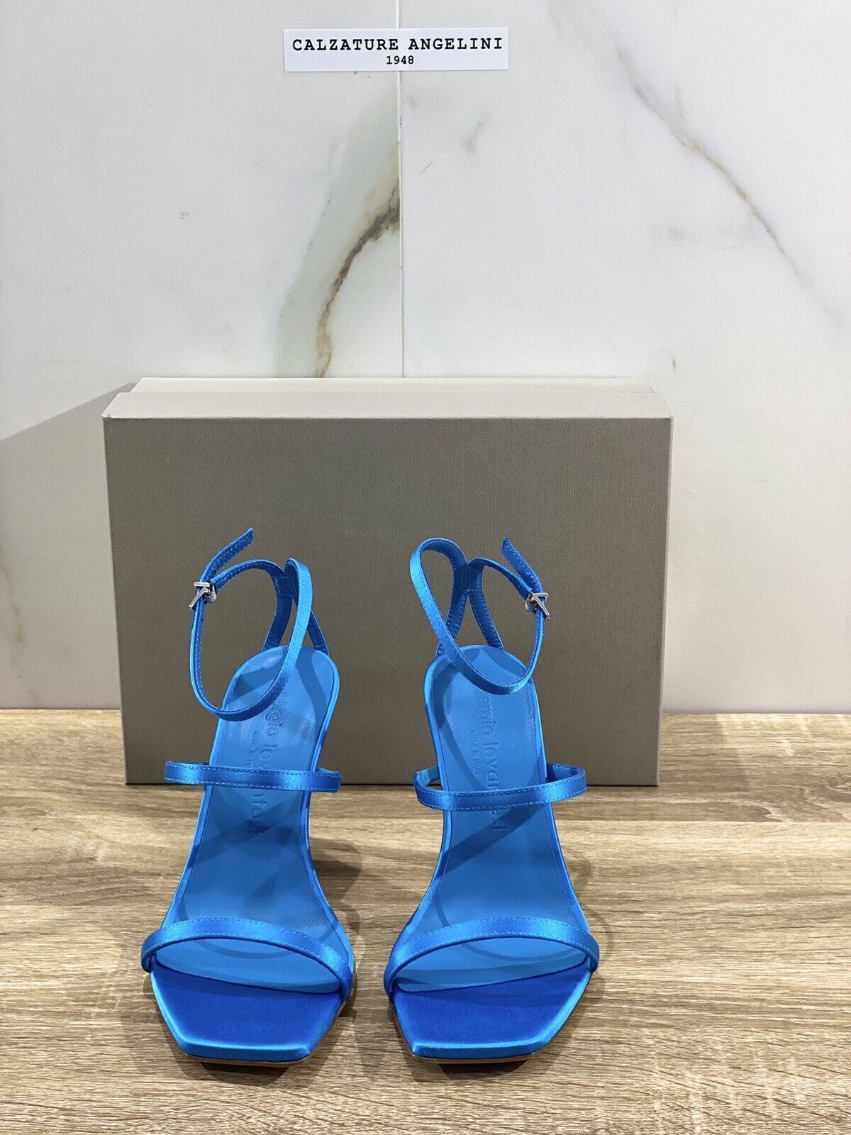 Sergio Levantesi Sandalo Donna Telen Raso Blu Luxury Woman Sandal 37
