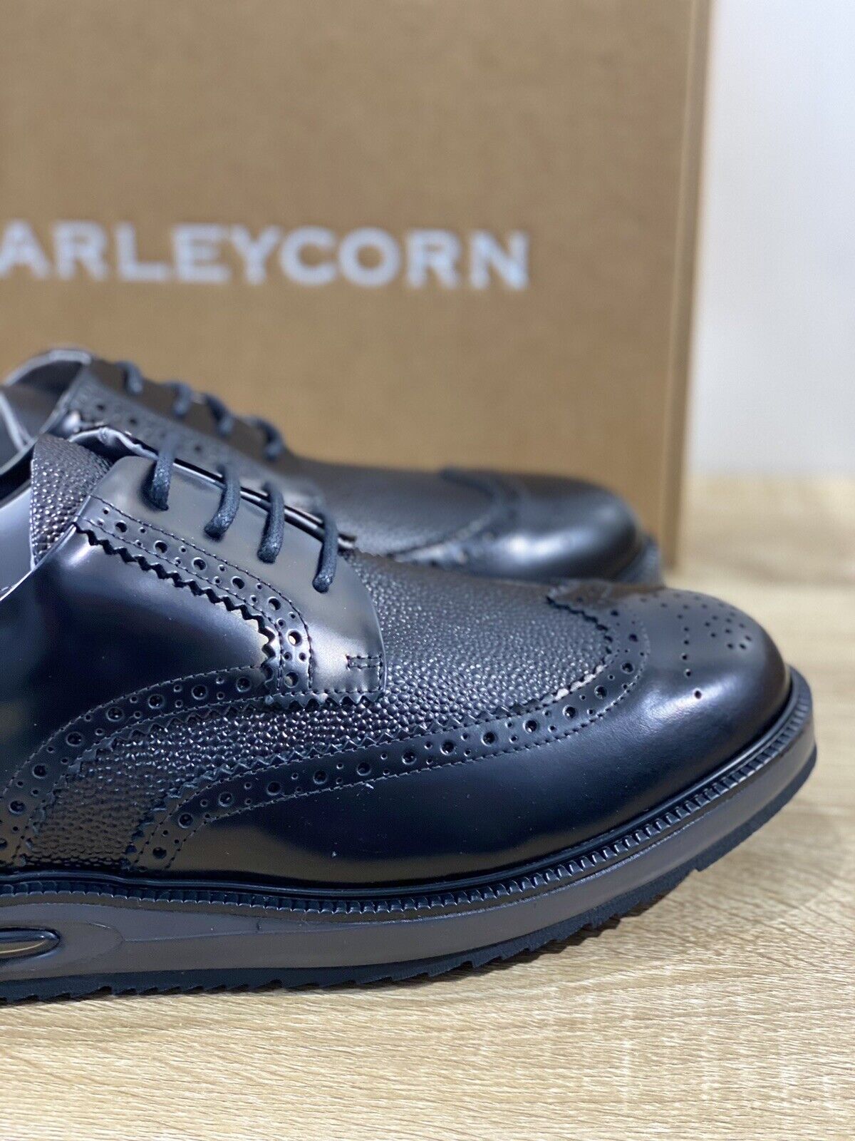 Barleycorn Air Brogue Uomo Pelle Nera Extralight Casual Men Shoes 47