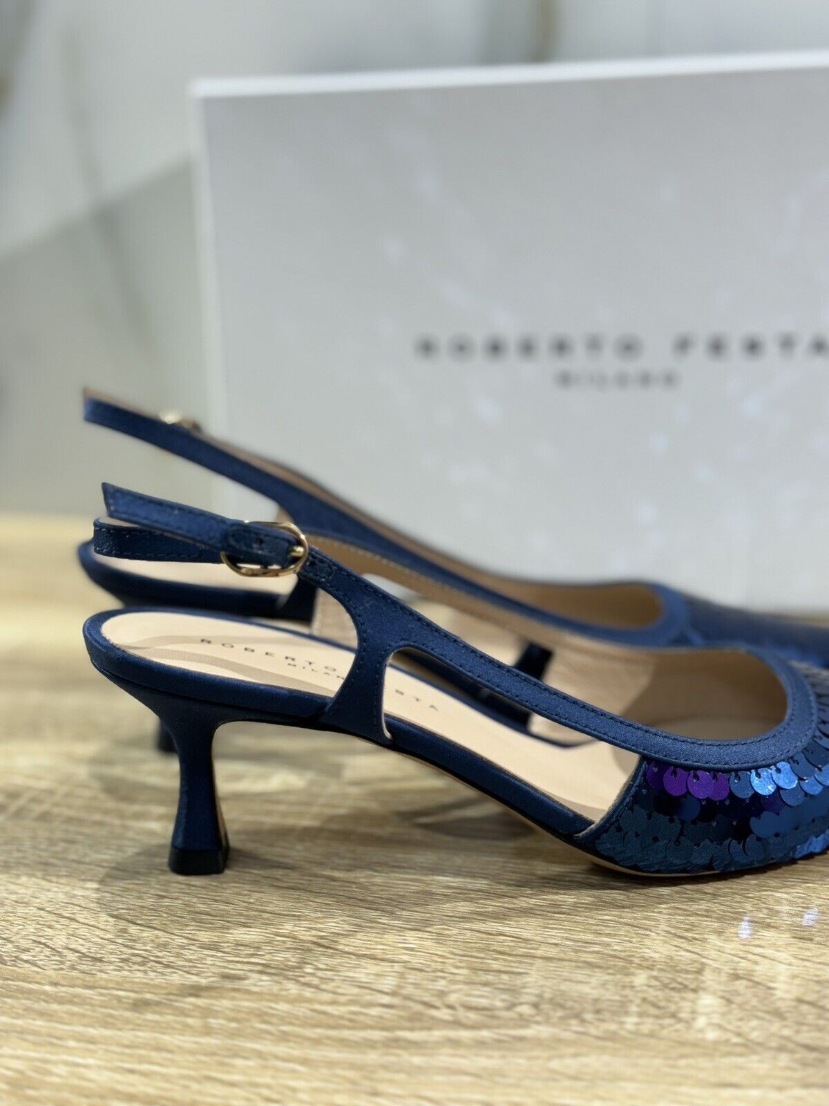 Roberto Festa Milano Scarpa Donna Siviglia Raso Navy Luxury Shoes 36