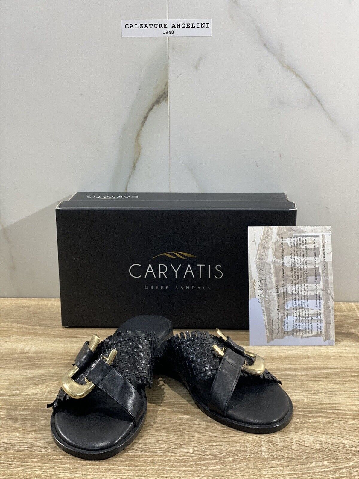 Caryatis Sandalo Donna Greek Original Sandals Pelle Nero 36