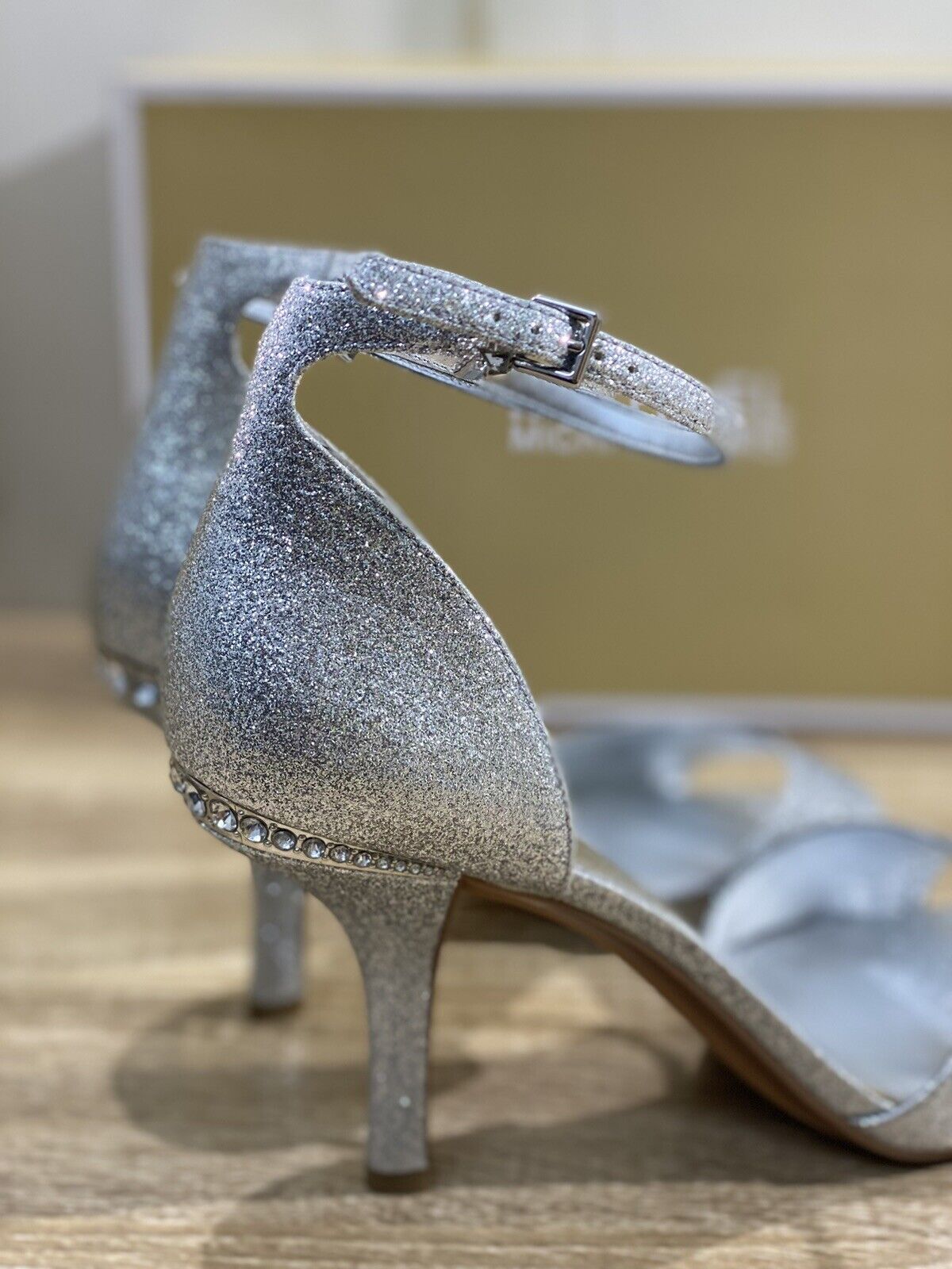 Michael Kors sandalo donna malinda silver glitter tacco luxury 39.5