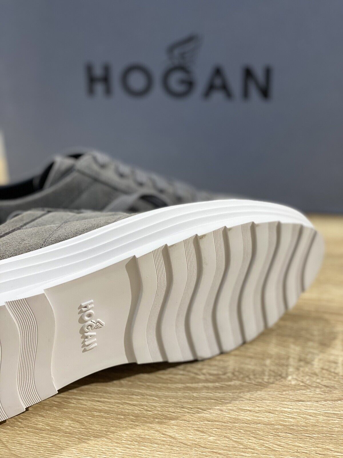 Hogan Scarpa Uomo H341 Sneaker In Suede Grigio Luxury Casual Shoes Hogan 39.5