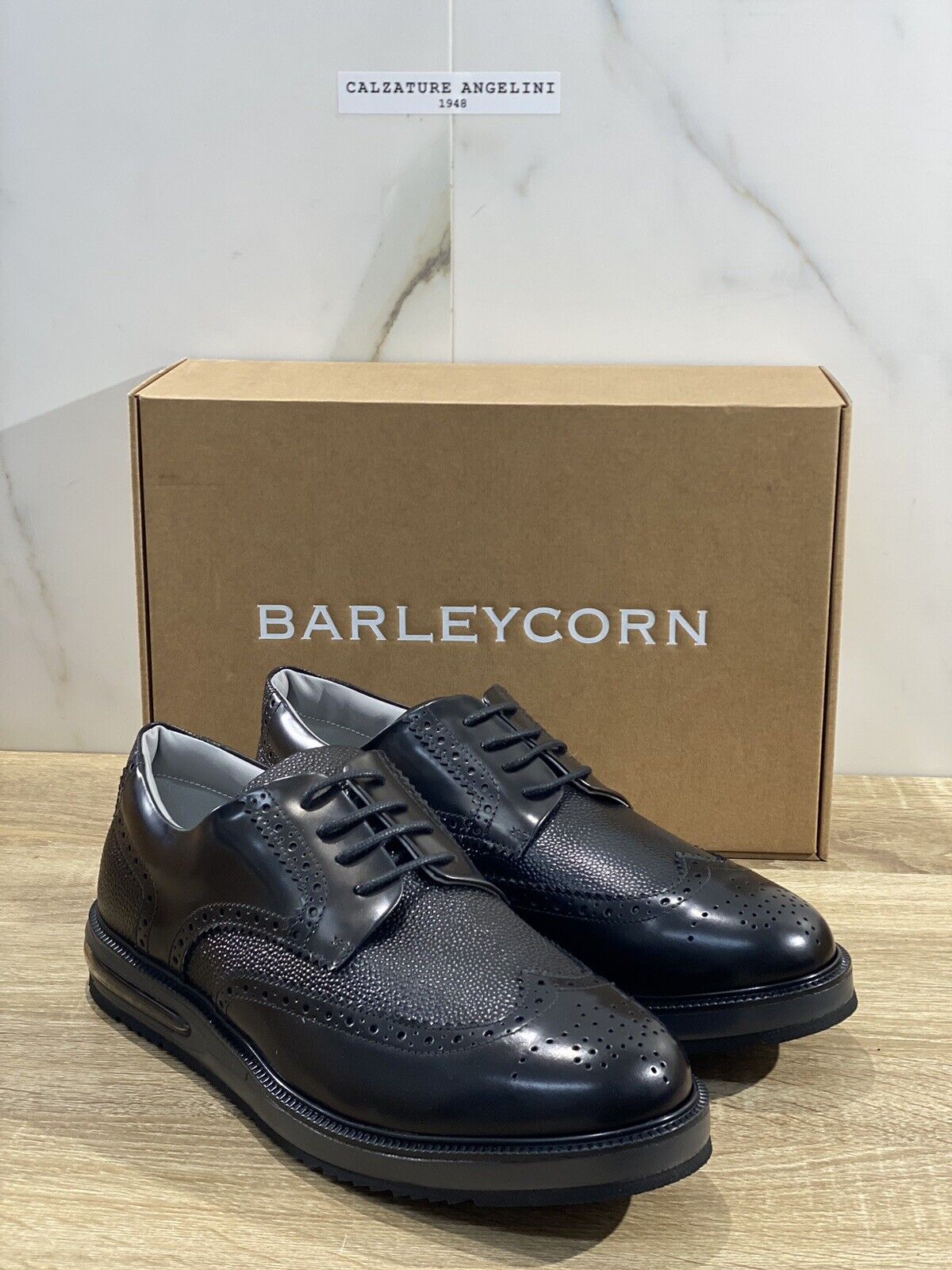 Barleycorn Air Brogue Uomo Pelle Nera Extralight Casual Men Shoes 47