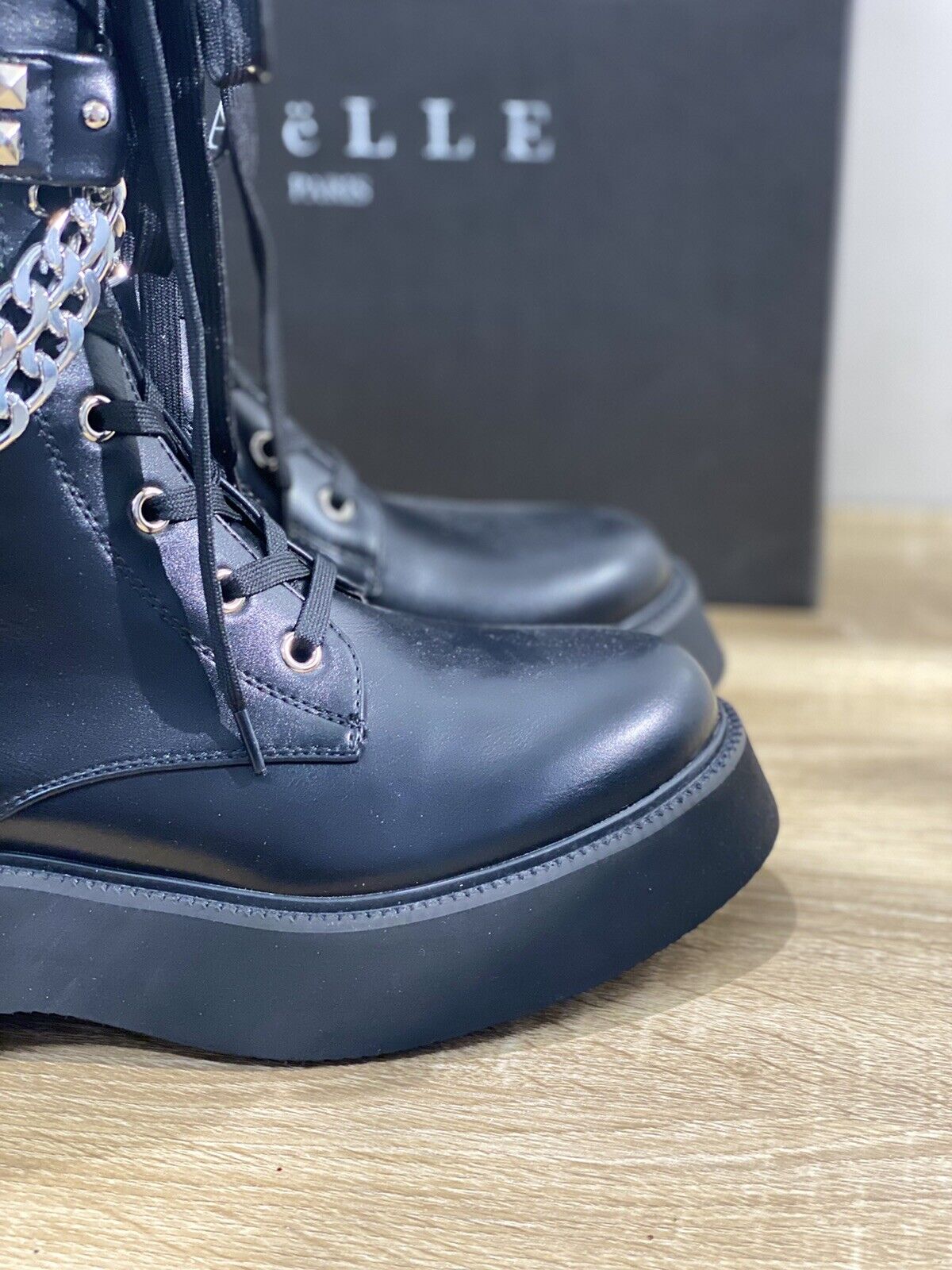 Gaelle Paris Anfibio Donna Combat   Boot Logo Nero Casual Boot Woman 36