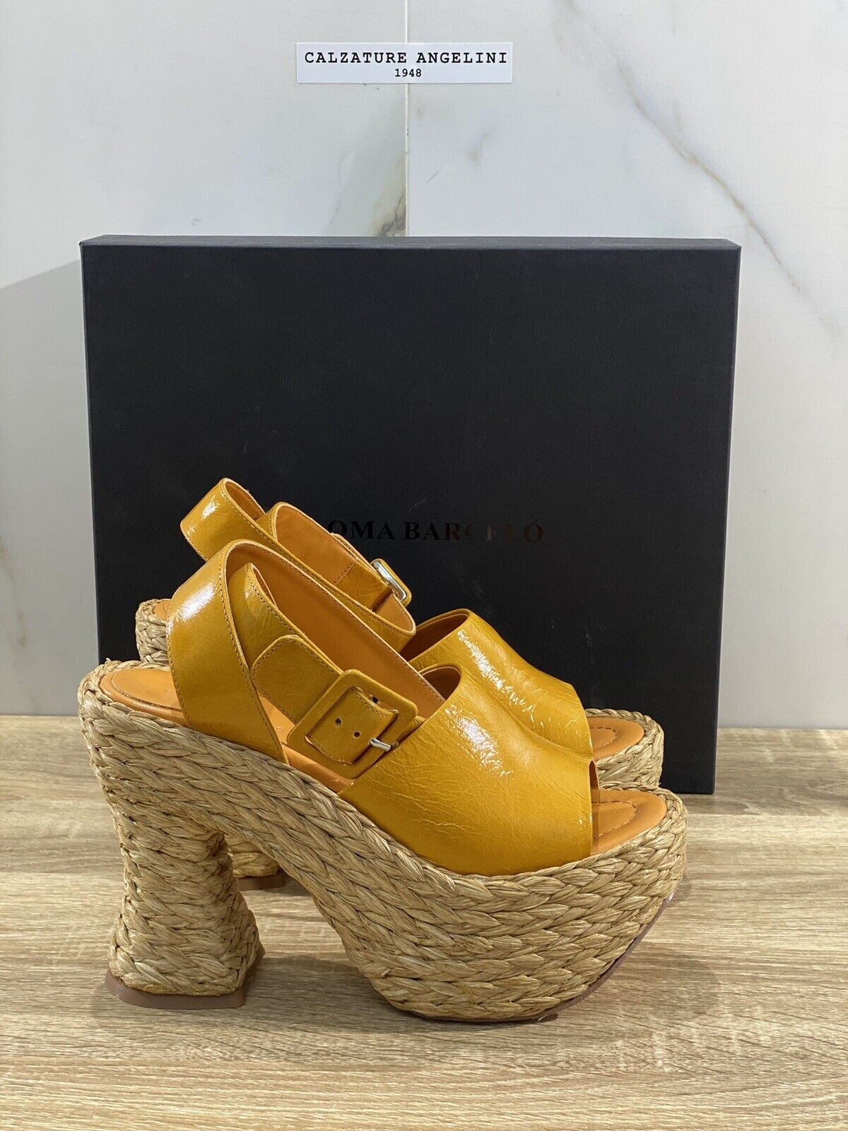 Paloma BARCELO’ Sandalo Donna Leuca Pelle Ocra Luxury Shoes 38