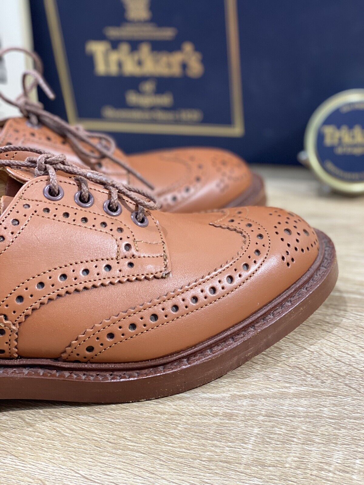Tricker’s Bourton Country shoe uomo pelle c shade gorse fondo cuoio luxury 7,1/2