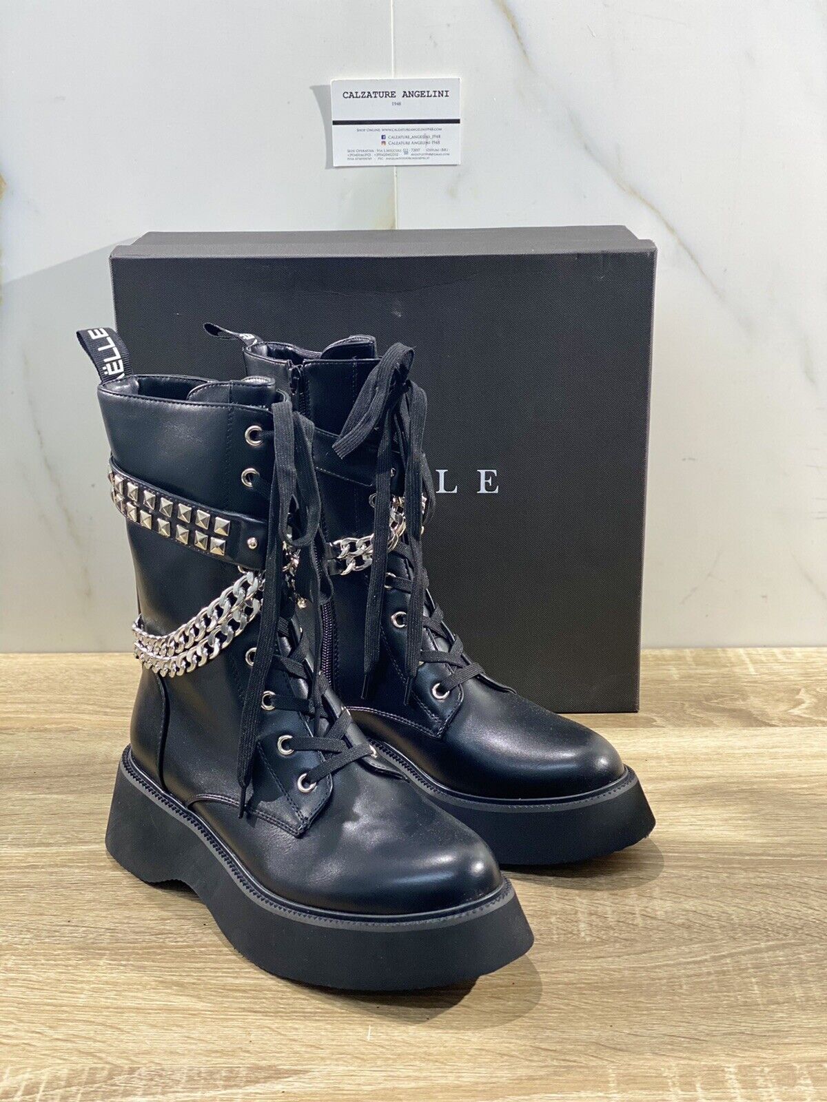 Gaelle Paris Anfibio Donna Combat   Boot Logo Nero Casual Boot Woman 36