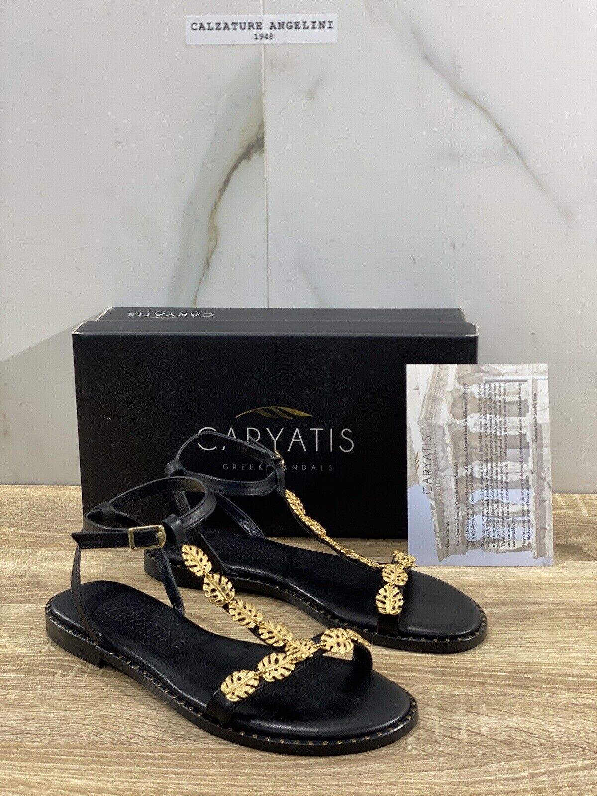 Caryatis Sandalo Donna Greek Original Sandals Pelle Nero 37