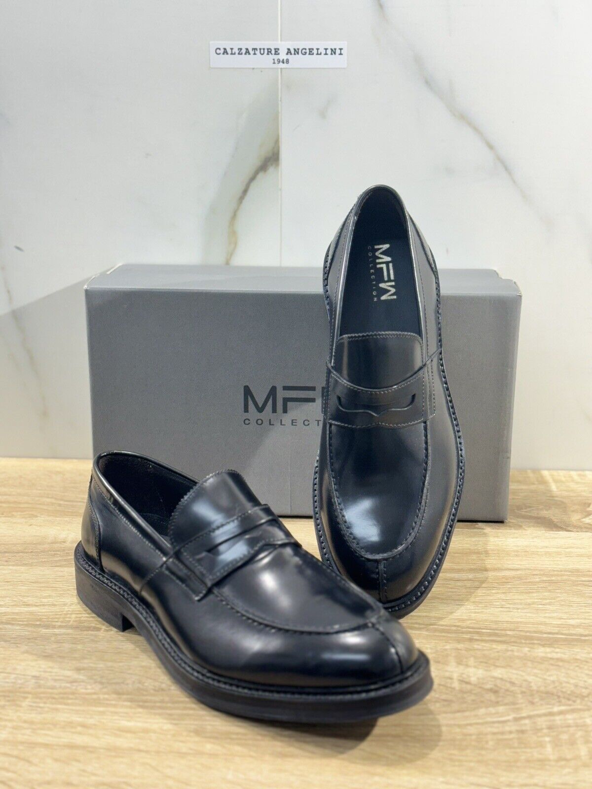 Marco Ferretti Mocassino Uomo Fondo Gomma Casual Loafer Pelle Nera 46