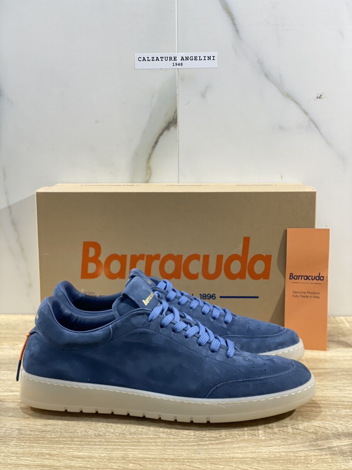 Barracuda Sneaker Uomo Camoscione Vintage Fully Made In Italy Denim 45