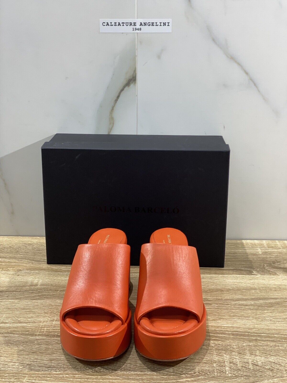 Paloma BARCELO’ Sandalo Donna Zeppa Marit In Pelle Orange Luxury Woman Sandal 39
