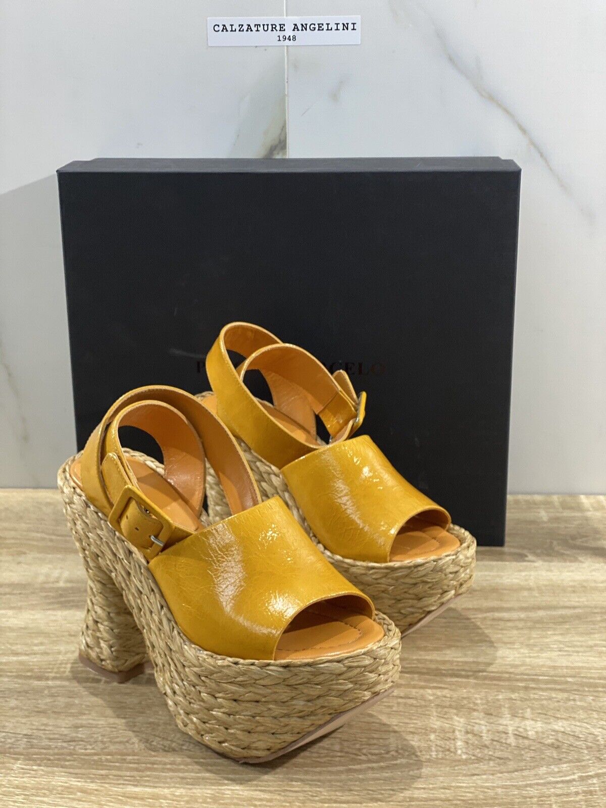 Paloma BARCELO’ Sandalo Donna Leuca Pelle Ocra Luxury Shoes 38