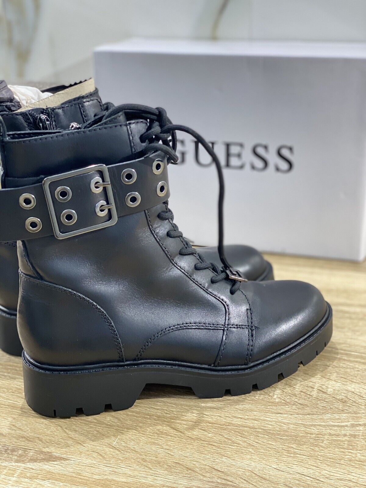 Guess Combat Boot Donna Pelle Nera Casual Boot Guess Donna 39