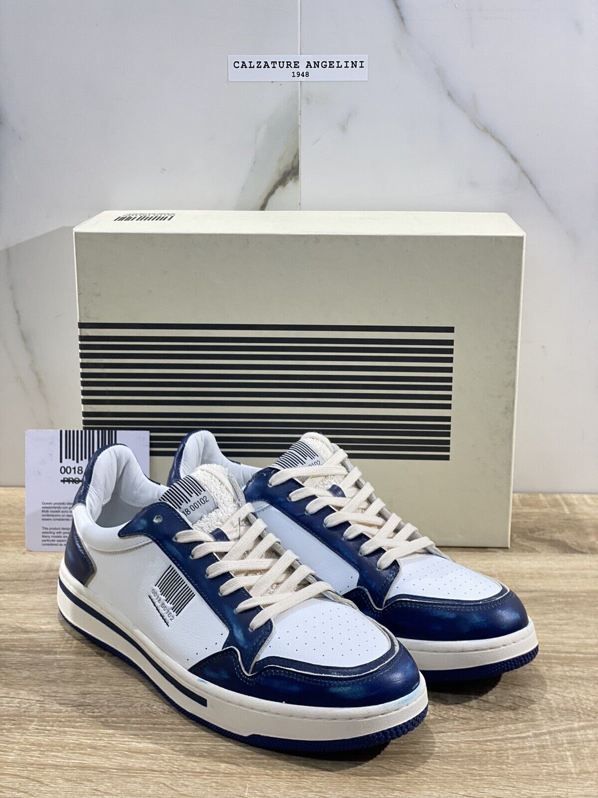 Project 001 Sneaker Uomo Pelle Bianca Blu Casual Shoes Men Sneaker 45