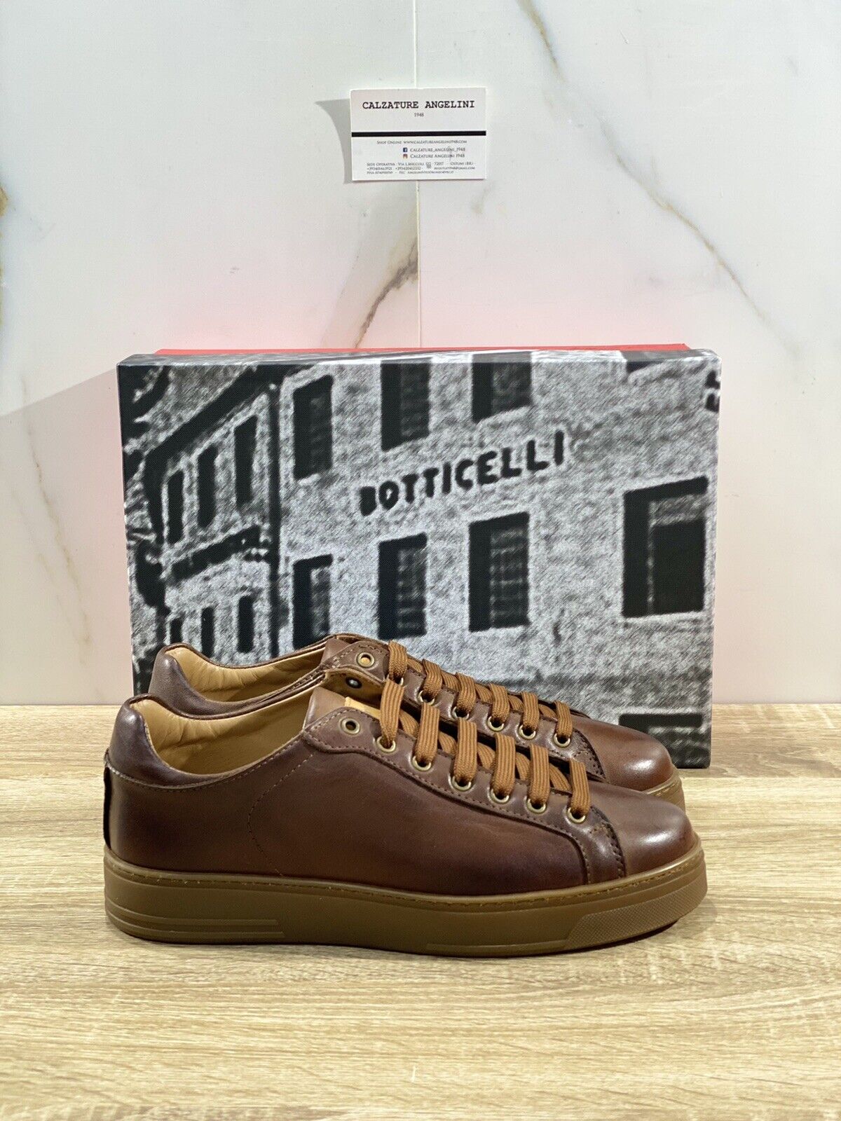 Botticelli Scarpa Uomo Icon Sneaker In Pelle T Moro Luxury Made In Italy 40
