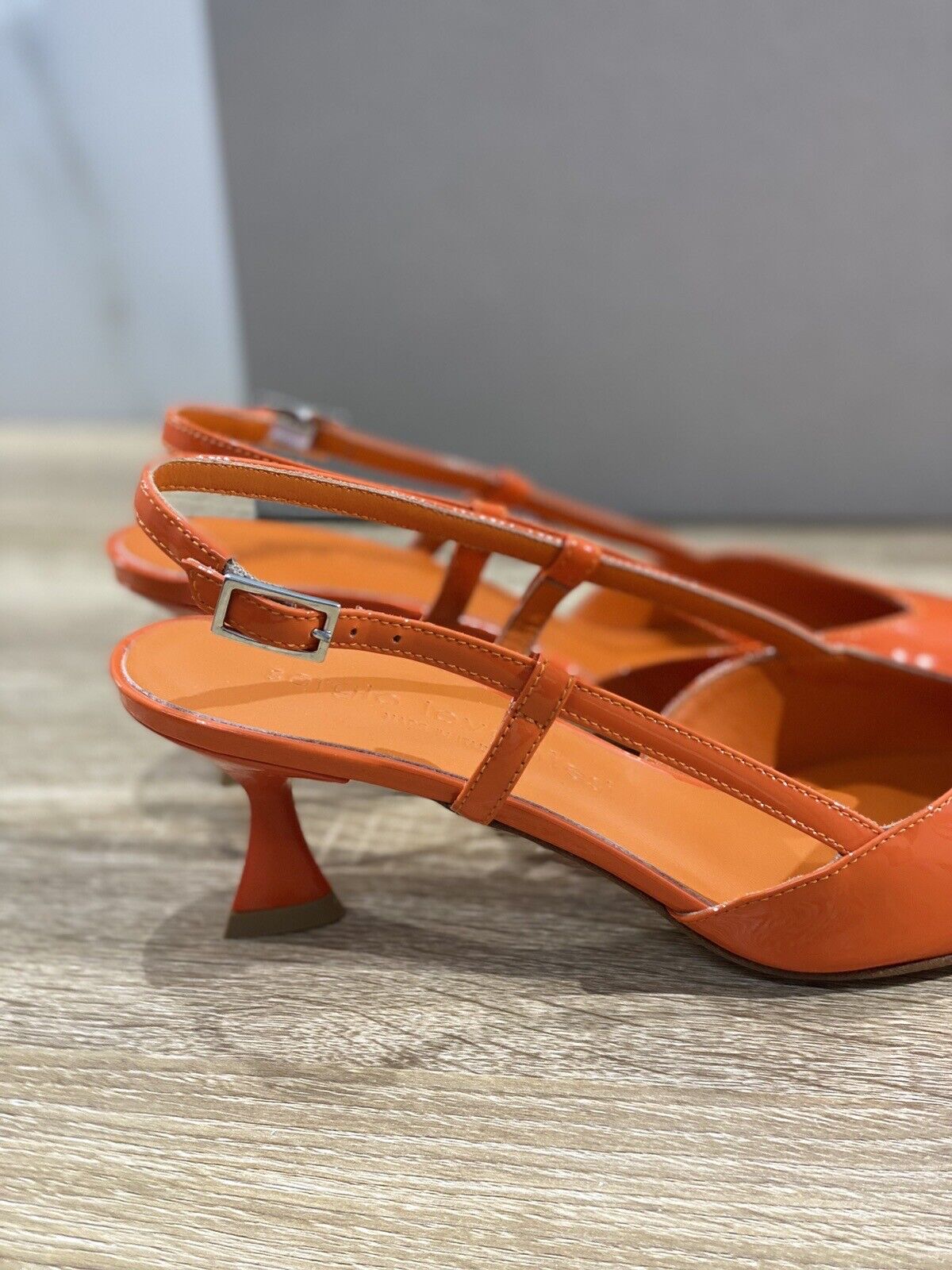 Sergio Levantesi Sling Back Donna Chantal Pelle Arancio Luxury Woman Sandal 36