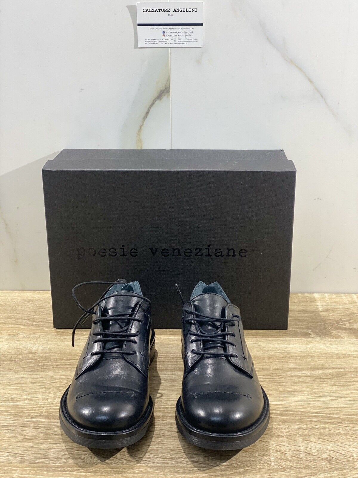 Poesie Veneziane Stringata Donna JAH53 In Pelle Nera Casual Style 36