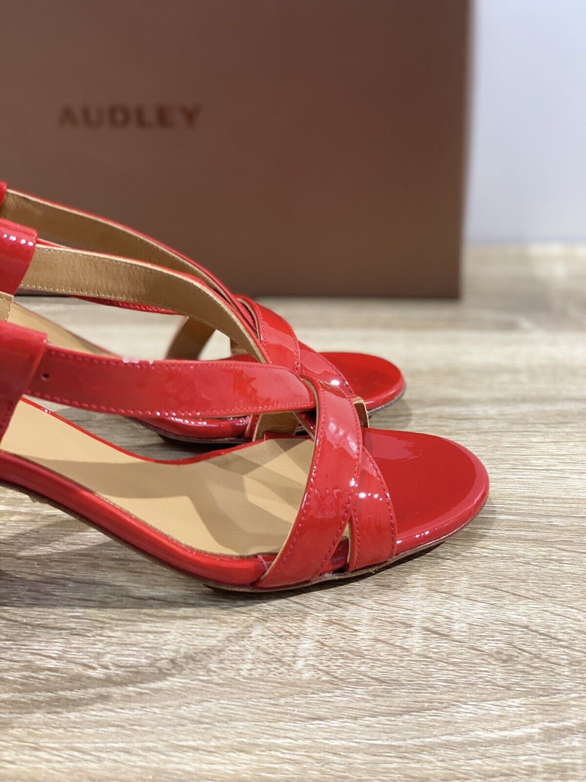 Audley London Sandalo Donna In Pelle Rossa Vernice Con Tacco 40