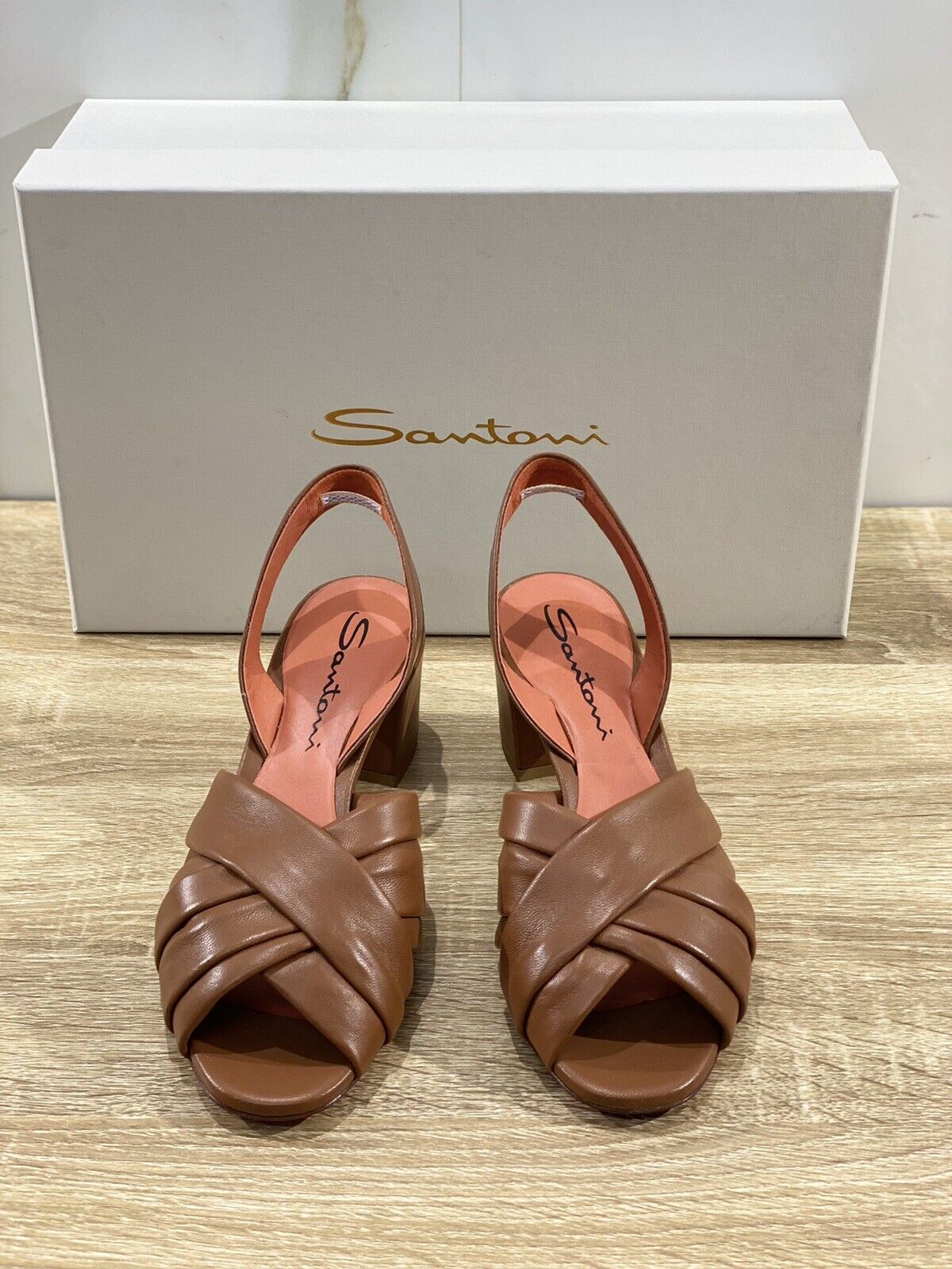 Santoni Sandalo Donna In Pelle Selleria Super Soft Luxury Woman Shoe 36.5