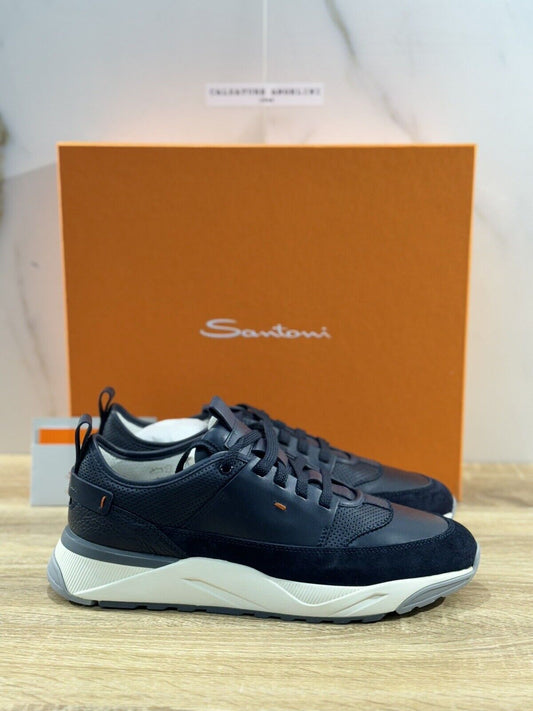 Santoni Innova Sneaker Uomo Pelle Blu  Casual Men Shoes Santoni 43