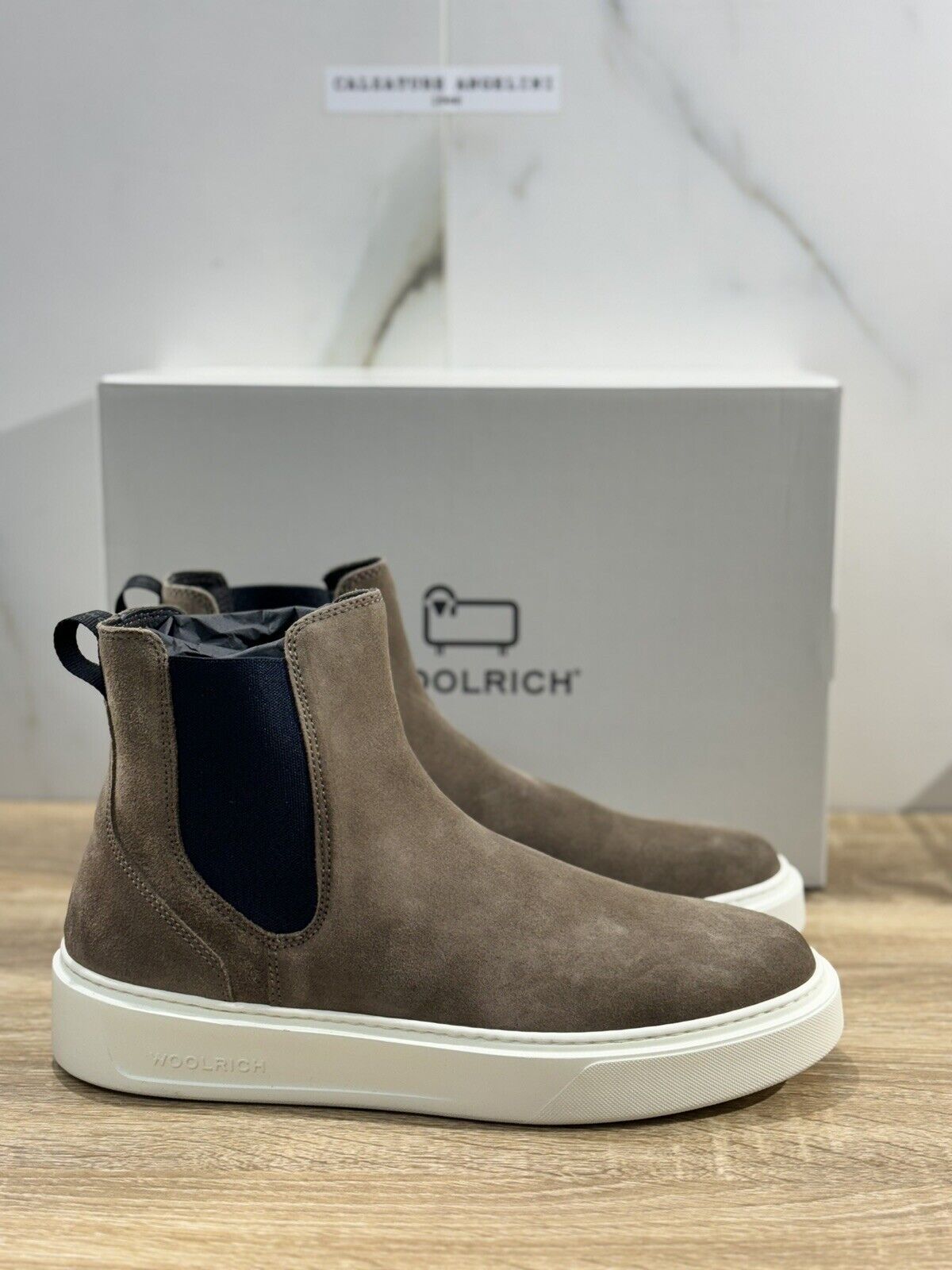 Woolrich Stivaletto Uomo Chelsea Boot Suede Fango Fondo Vibram 42