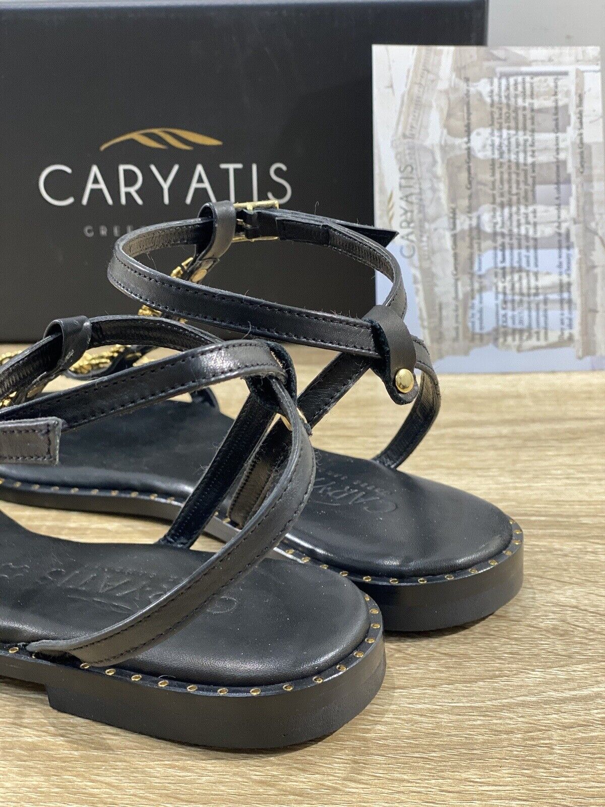 Caryatis Sandalo Donna Greek Original Sandals Pelle Nero 37